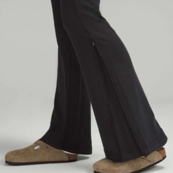 Lululemon Brushed Softstreme Ribbed Zip Flared Pant 32.5" Black 4 - Picture 3 of 10